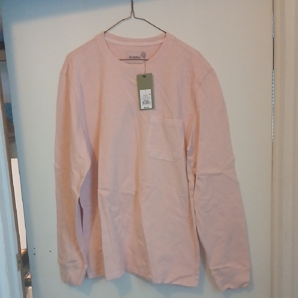Goodfellow & Co Light Pink Long Sleeve Pocket Henley